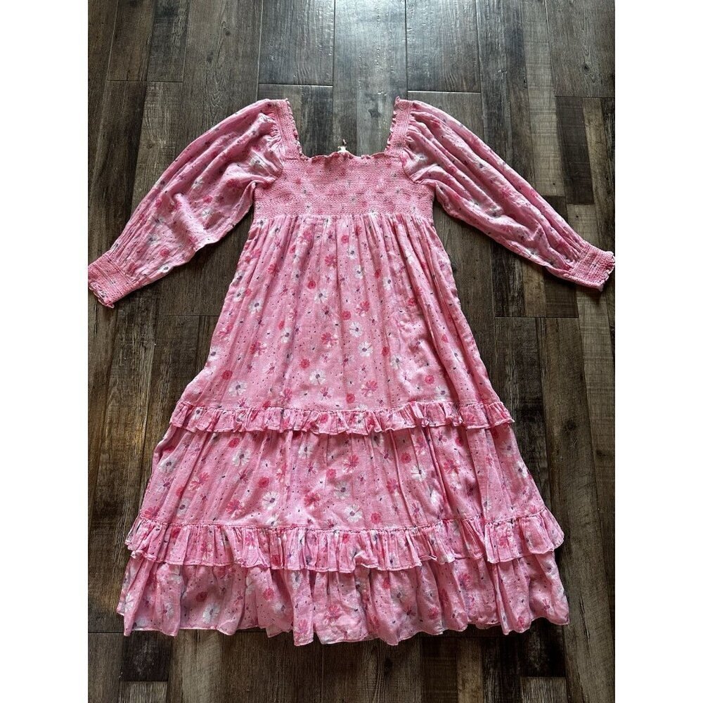 LoveShackFancy NWT Miri Dress in Coral Blaze Long Sleeve Midi Size XL - Picture 9 of 9